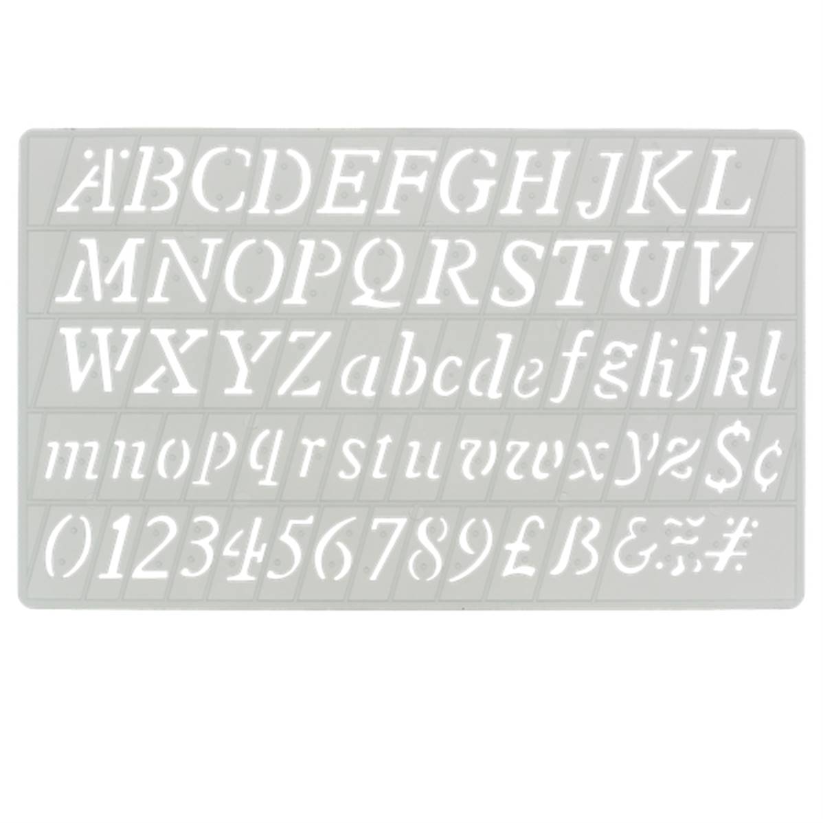 Trace-lettres - Majuscules, minuscules, chiffres et symboles en italique - Hauteur 20 mm