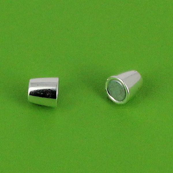 Fermoir bijou - Cylindres conique aimanté - Argent - Lacet rond 5 mm