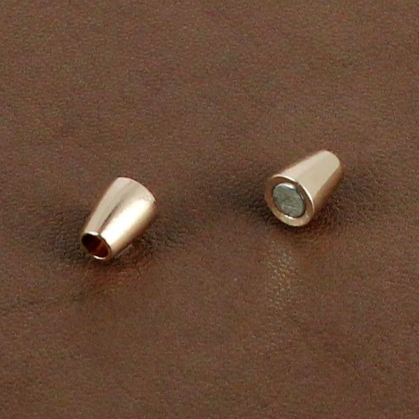 Fermoir bijou - Cylindre conique aimanté - Or rose - Lacet rond 3 mm
