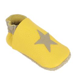 Kit chaussons en cuir pour bébé - Jaune / Taupe / Étoile
