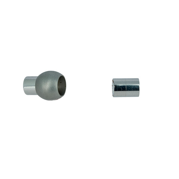 Fermoir bijou - Boule aimantée - INOX MAT - Lacet rond 6 mm