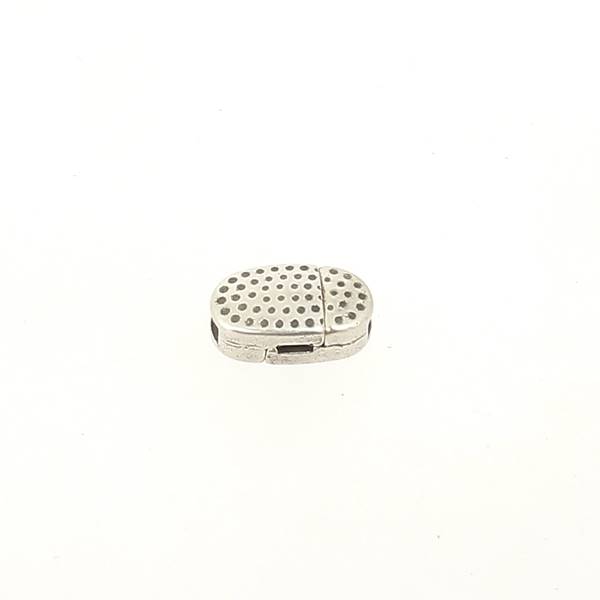 Fermoir pour bracelet - Ovale aimanté avec picot - Argent vieilli - Lanière 5 mm