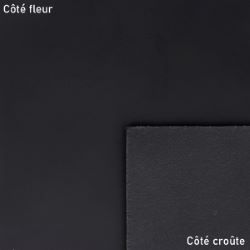 Morceau de cuir de croupon tannage végétal - NOIR - Ép 3,7mm