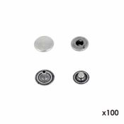 Lot de 100 MINI boutons pression en laiton - ARGENT VIEILLI - diamètre 10,5mm
