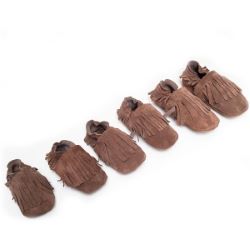 Kit DIY Chaussons en cuir pour bébé - Taupe avec franges