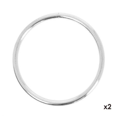 Lot de 2 anneaux ronds soudés en acier - NICKELÉ - 100mm - Fil 7mm