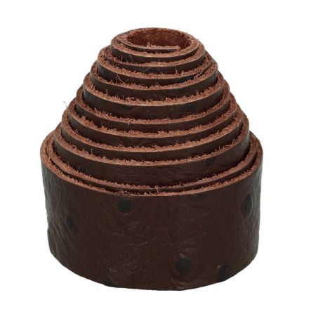 Sangle en cuir CHOCOLAT - Veau imitation autruche - Largeur 25 mm