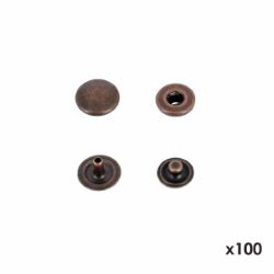 Lot de 100 MINI boutons pression en laiton - VIEUX CUIVRE - diamètre 10,5mm