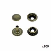 Lot de 100 boutons pression FORT en laiton - LAITON VIEILLI - diamètre 12mm