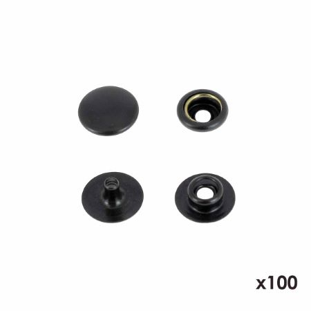 Lot de 100 boutons pression FORT en laiton - NOIR - LINE 20 : 12,5mm - Osborne