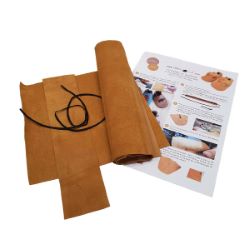 Kit DIY Chaussons en cuir pour bébé - Jaune curry avec noeud