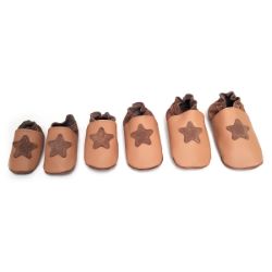 Kit DIY Chaussons en cuir pour bébé - Taupe et nougat avec étoile