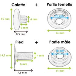 Lot de Boutons pression FORT - LINE 24 : 15mm - Tandy Leather