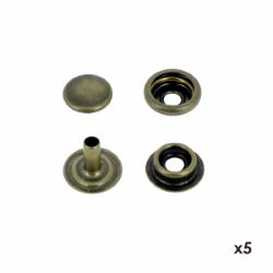 Lot de 5 boutons pression FORT en laiton - LAITON VIEILLI - diamètre 12mm