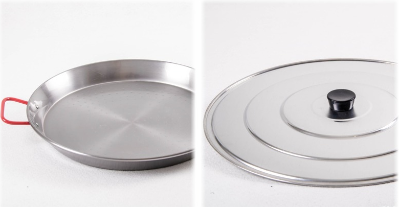 Plat à paella acier poli 50 cm + son couvercle / 14 Pers / Garcima - Vaello