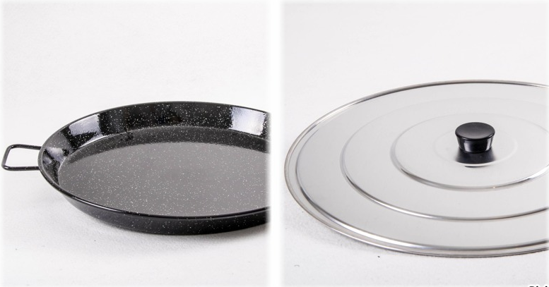 Poêle à paella acier émaillé 50 cm + son couvercle / 14 Pers / Garcima - Vaello