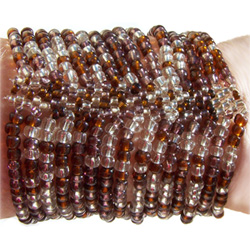 Bracelet Manchette 15 rangs en perles transparentes / marrons ambrées