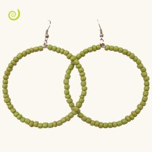 Boucles d'oreilles pendantes anneaux style créoles en perles vert anis