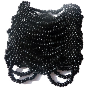 Bracelet manchette Noir 15 rangs de grosses perles de rocaille