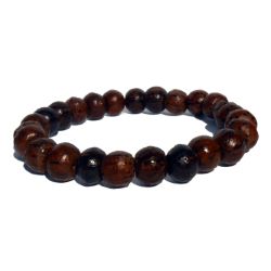 Bracelet en bois un rang de perles rondes en bois de palmier coco
