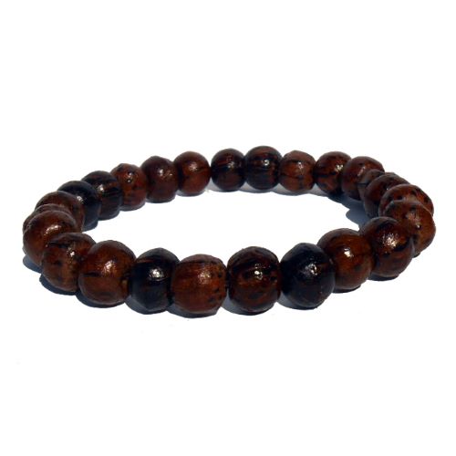 Bracelet en bois un rang de perles rondes en bois de palmier coco