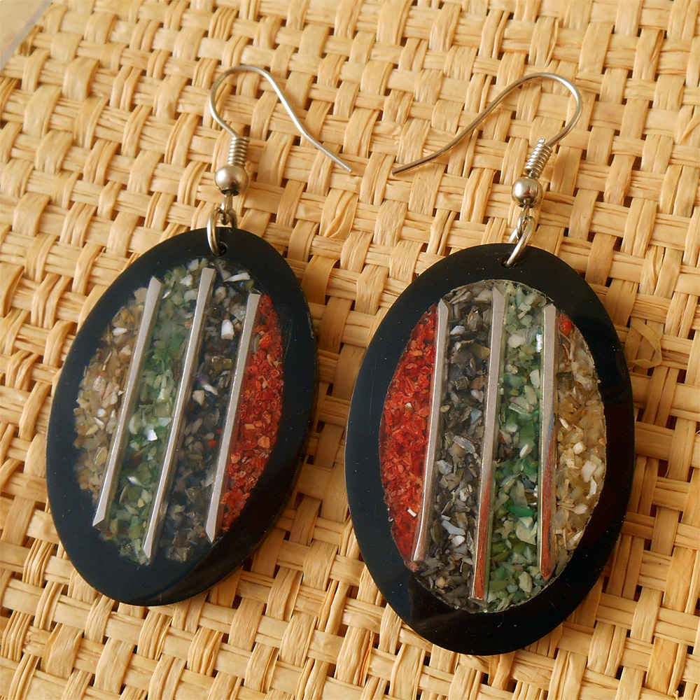 Boucles d'oreilles Originales en Corail résine et métal