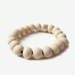 Bracelet en bois Perles rondes en bois clair naturel 