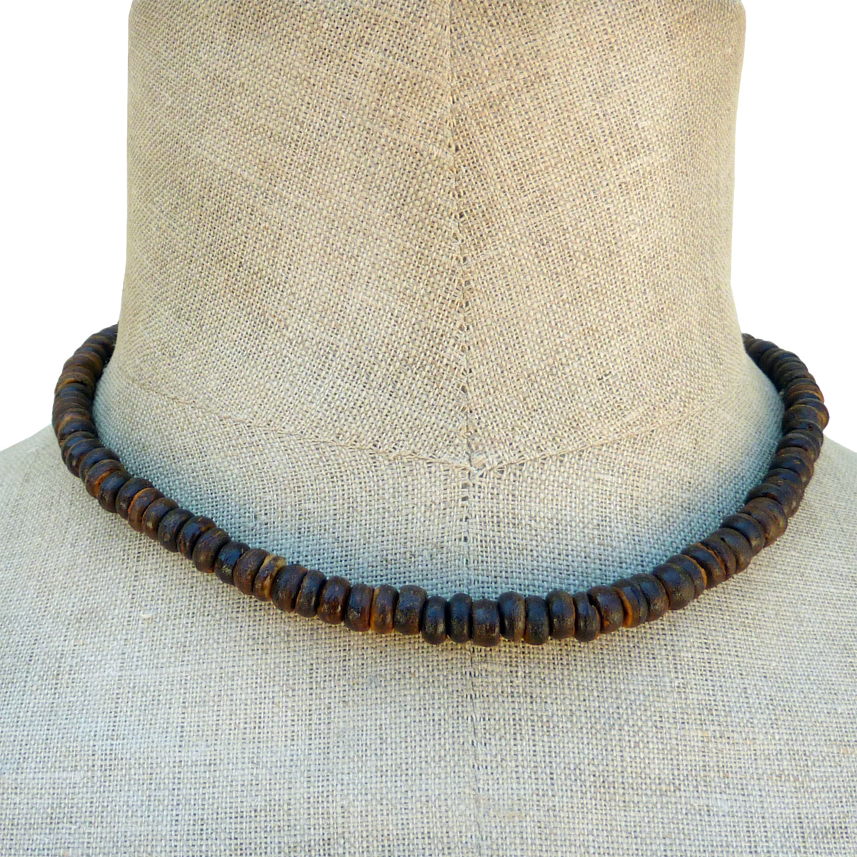 Collier Surf Perles en noix de coco couleur naturelle Look Vintage