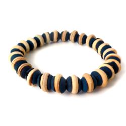 Bracelet surf perles en noix de coco Bleu et beige Homme ou Mixte