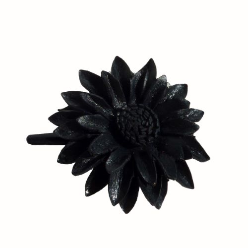 Pince à cheveux avec Fleur noire en cuir
