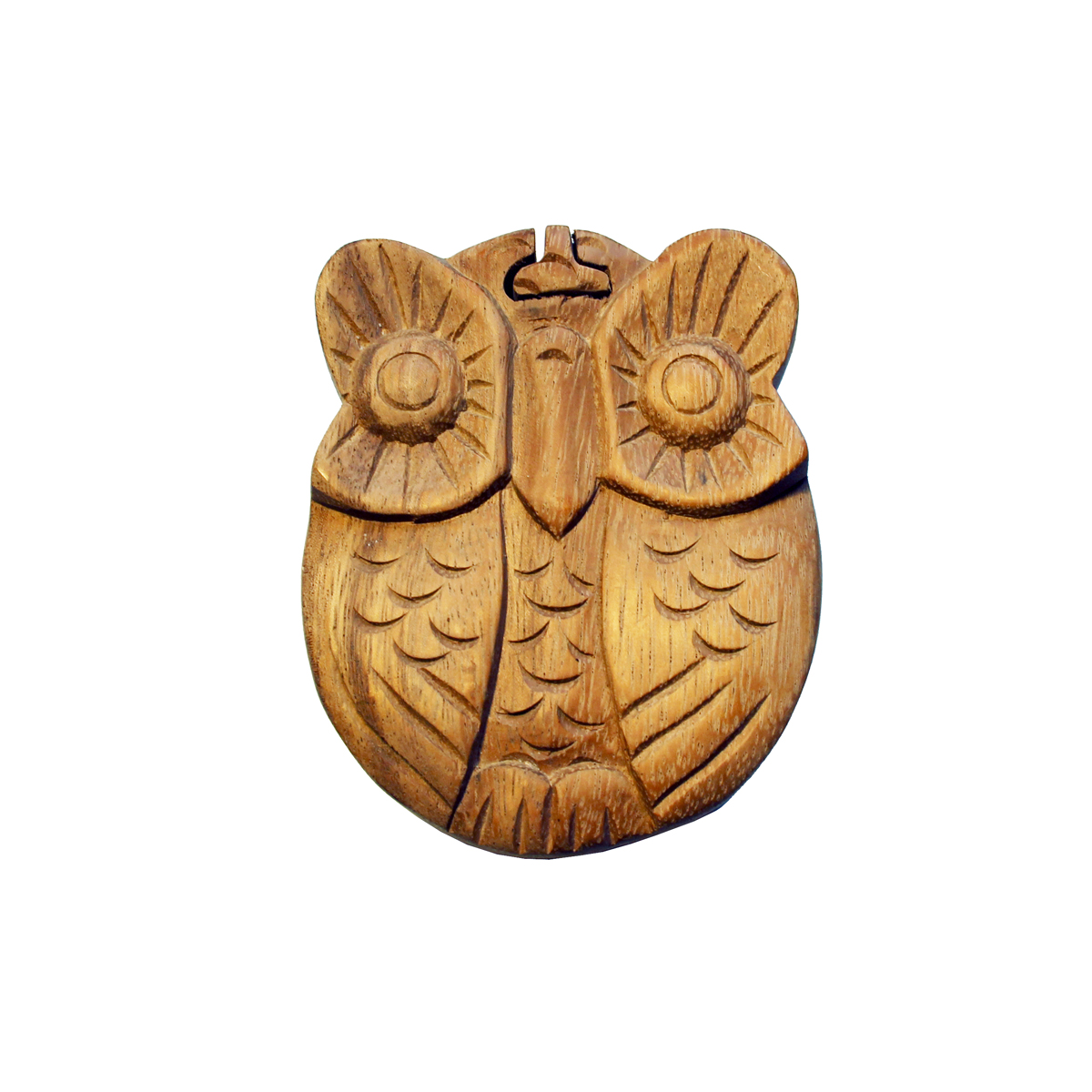 Boite à ouverture secrète en bois artisanale Chouette Hibou