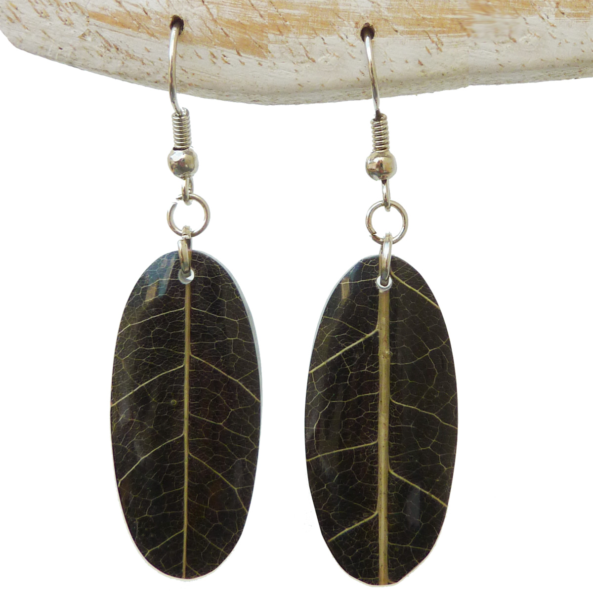 Boucles d'oreilles Originales Petites Feuilles vert foncé