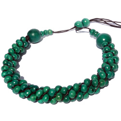 Collier Original en Bois torsade de perles en Bois Vert Bleu