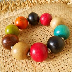 Bracelet en Bois Perles Boules Multicolores