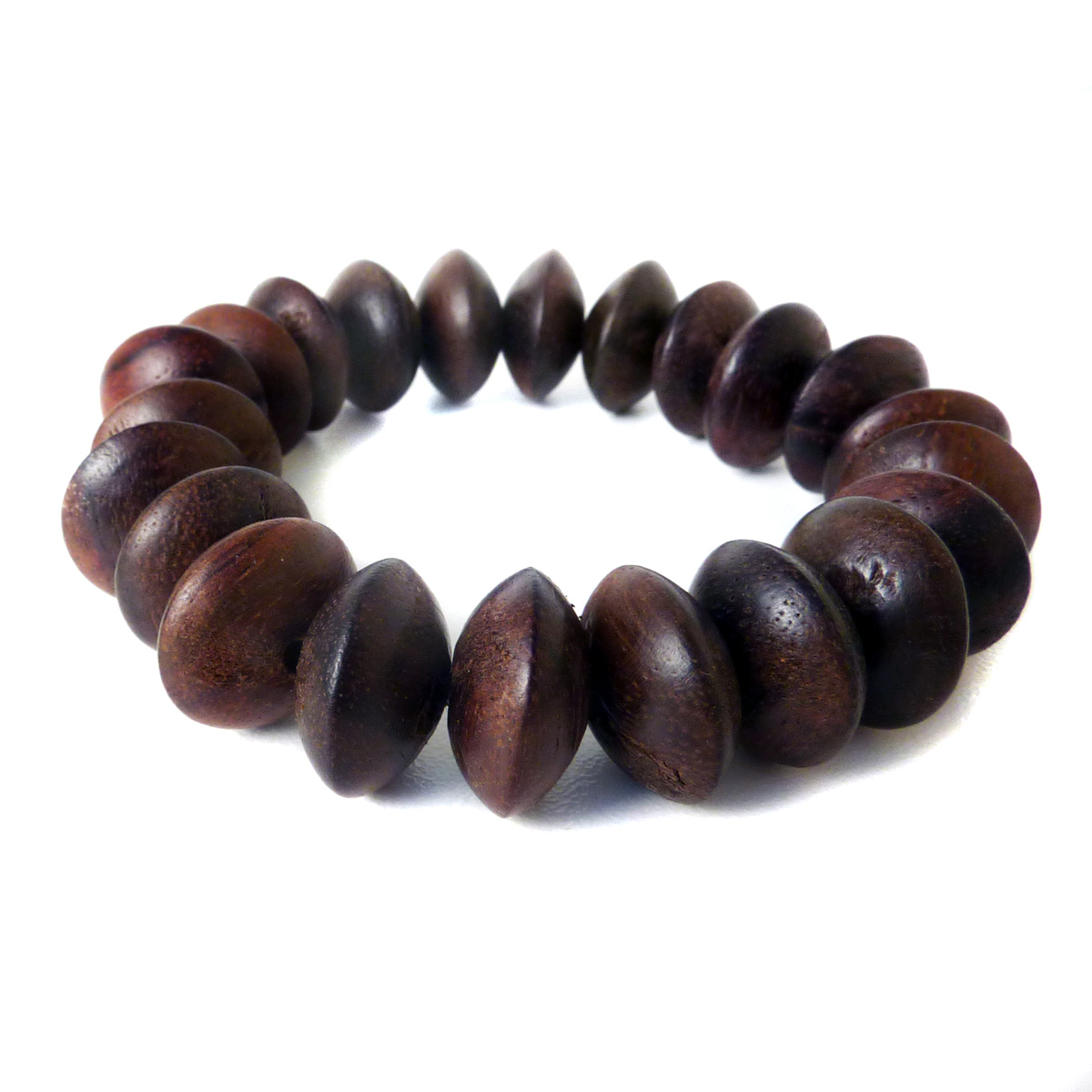 Bracelet en bois original Perles soucoupes en bois naturel