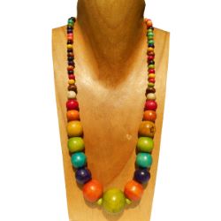 Collier Grosses Perles Rondes Multicolores