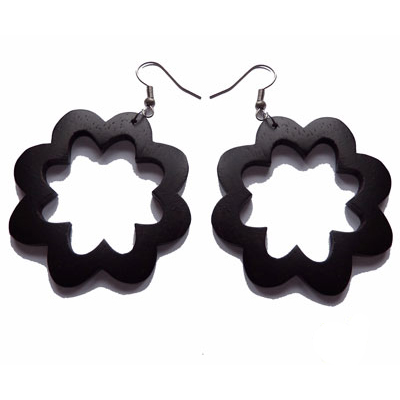 Boucles d'oreille en Bois Fleurs Bohème