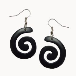 Boucles d'oreilles en bois petites spirales noires