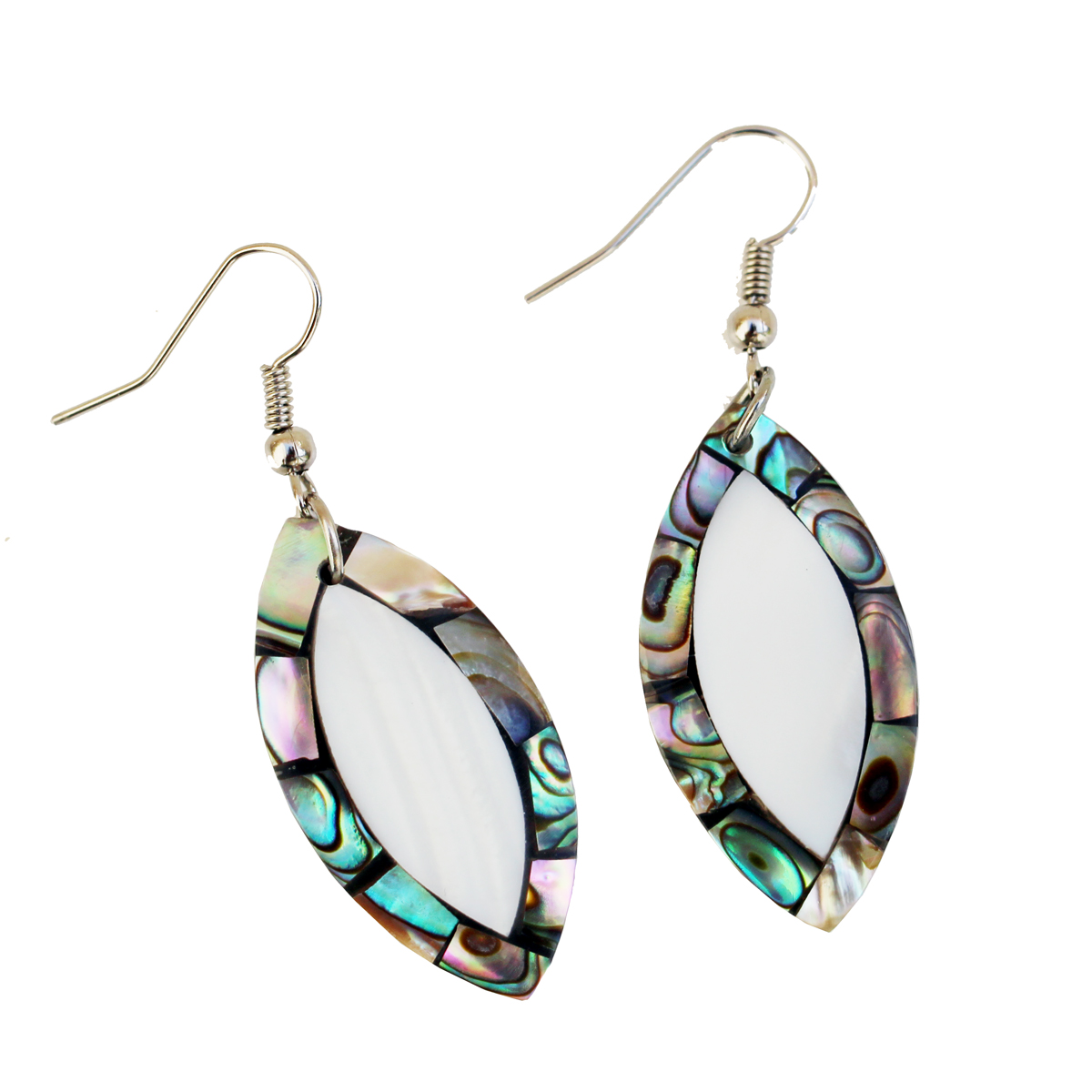 Boucles d'oreilles mosaïque en nacres forme amande