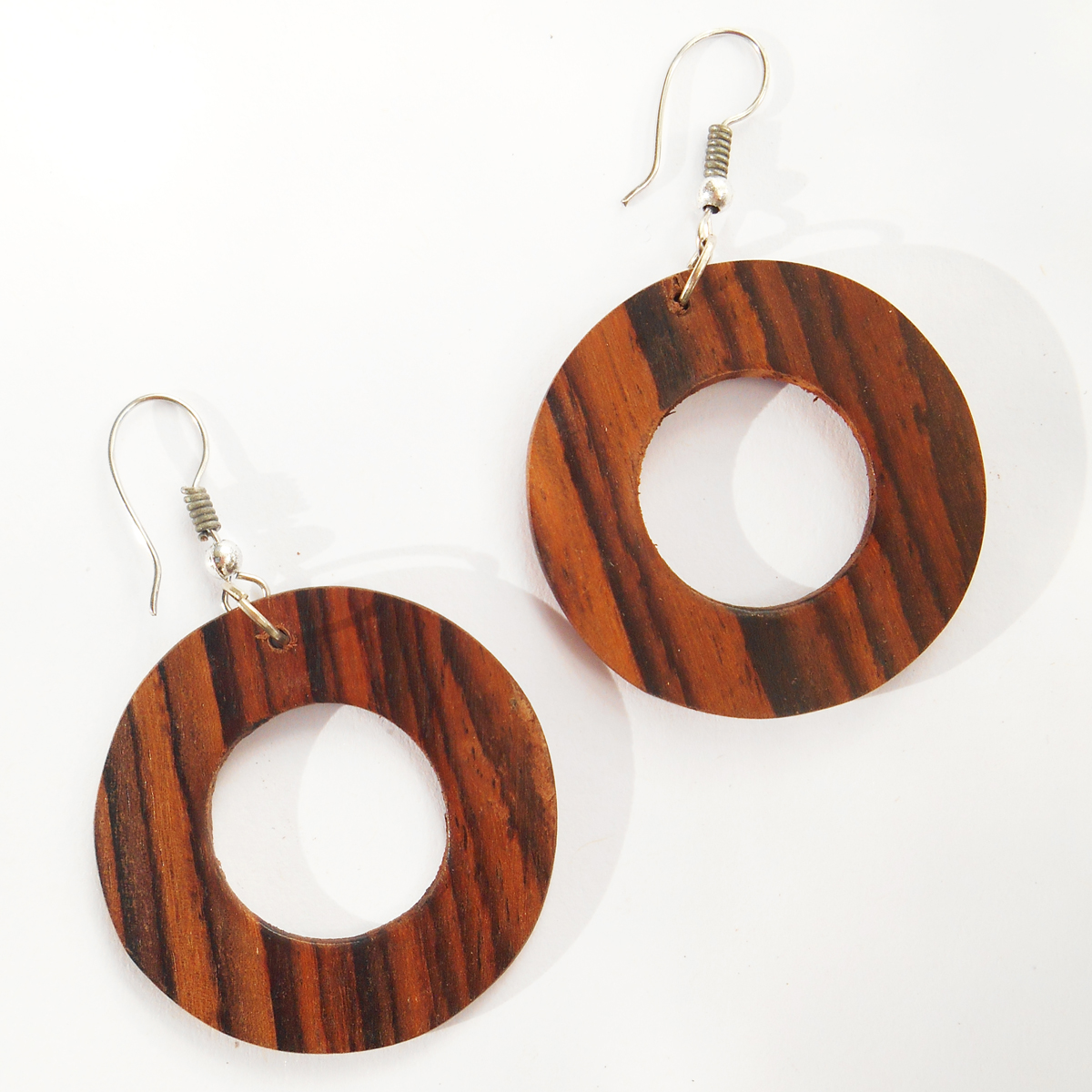 Boucles d'oreilles en bois, originales, ethniques, bois naturel ou teinté