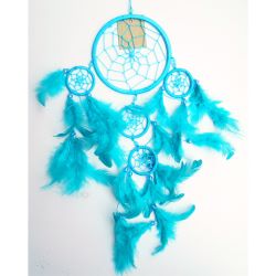 Dreamcatcher Attrape-Rêves Turquoise Perles et Plumes
