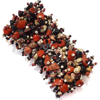Bracelet perles de rocaille et mélange de pierres jaspes naturelles