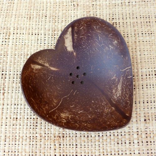 Porte savon en noix de coco en forme de Coeur