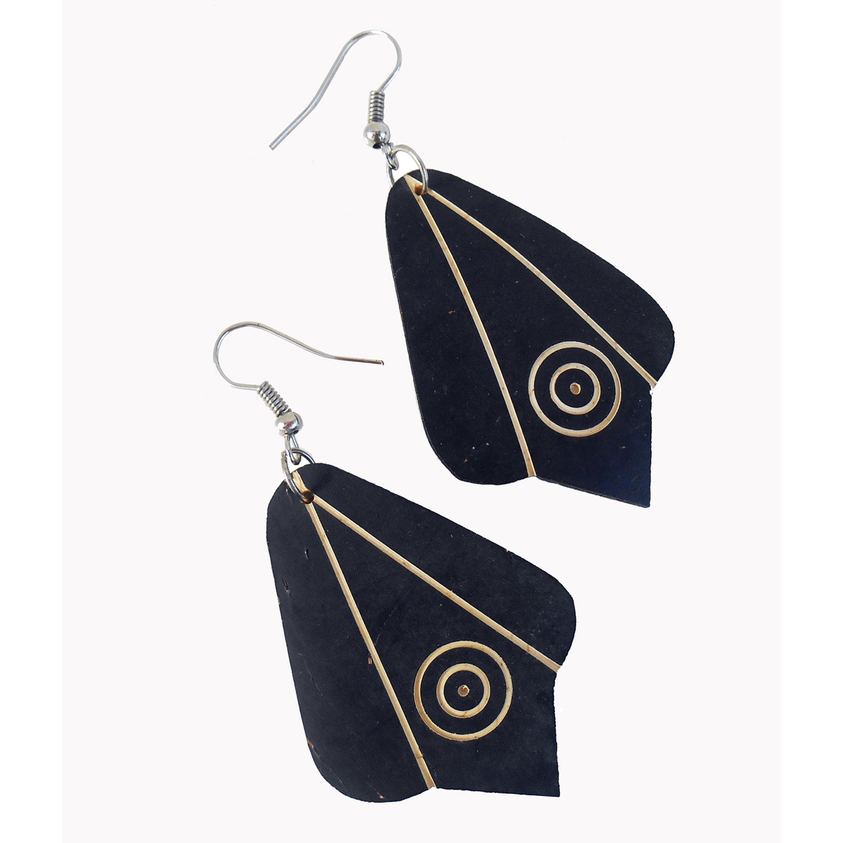 Boucles d'Oreilles bois Originales Pendants en écorce de Noix de Coco