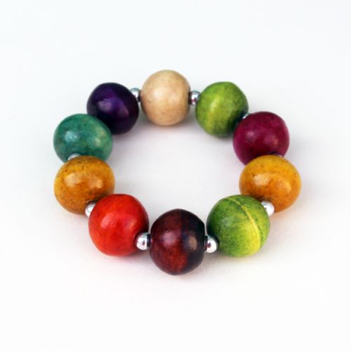 Bracelet en Bois Original Perles Boules Multicolores