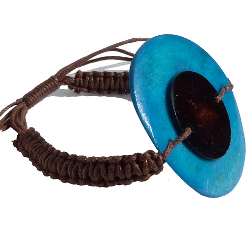 Bracelet en os teinté Bleu et marron