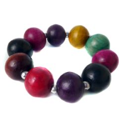 Bracelet couleurs mélangés Perles boules en bois