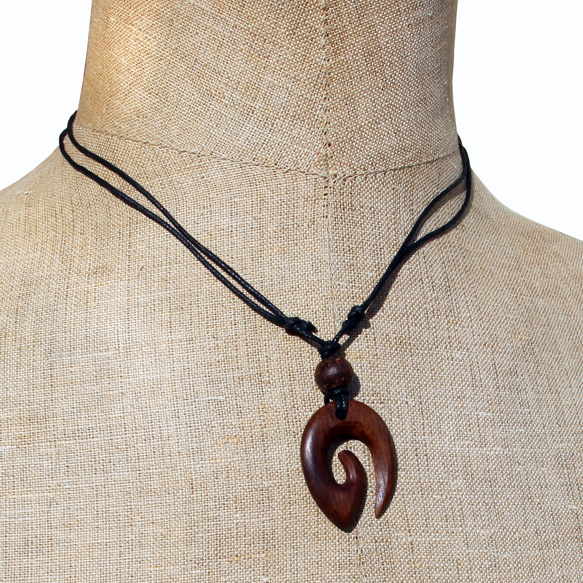 Collier pendentif vague spiarle en bois exotique naturel