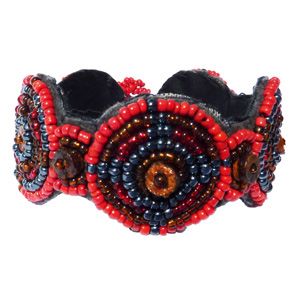 Bracelet original mode ethnique rouge en perles rocaille et coco