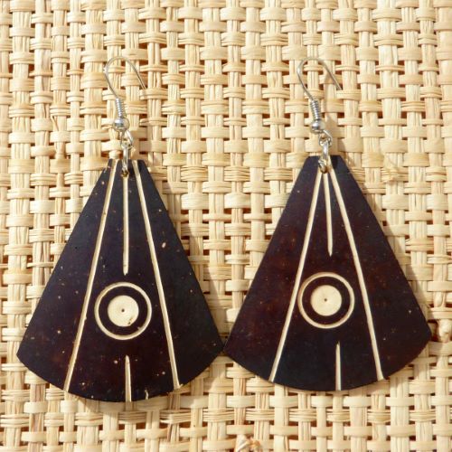 Boucles d'Oreilles Originales en Noix de Coco style ethnique